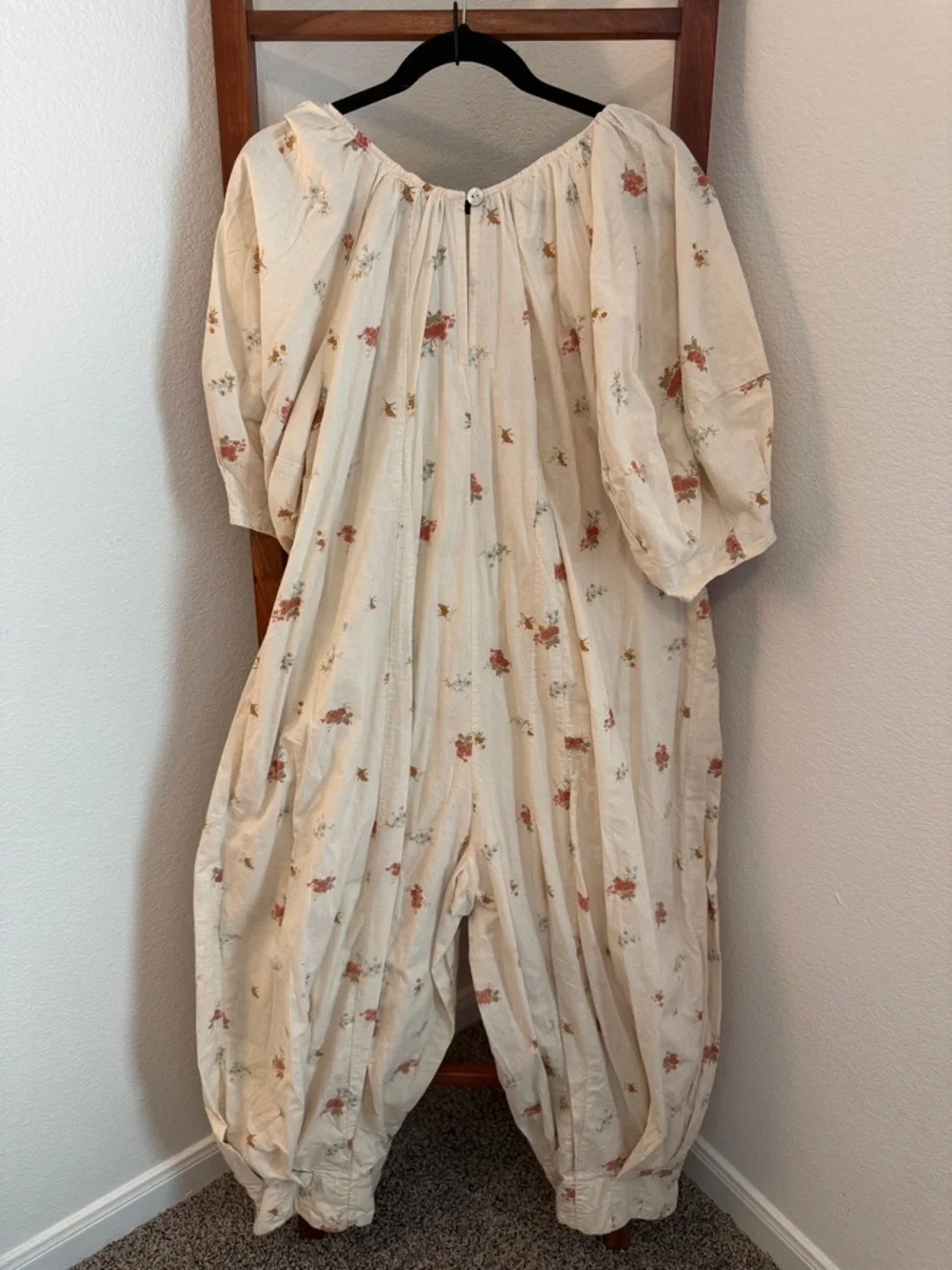 Free People Cream Floral Balloon Leg Jumpsuit - Picture 4 of 7